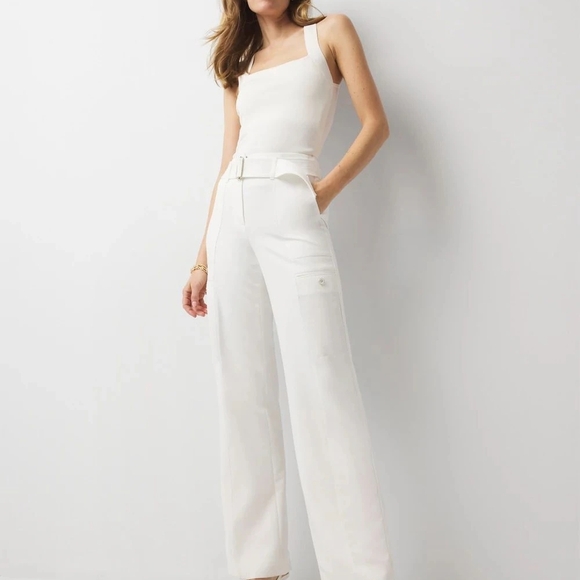 White House Black Market Belted Utility Wide Leg Pant Sz 10 EUC